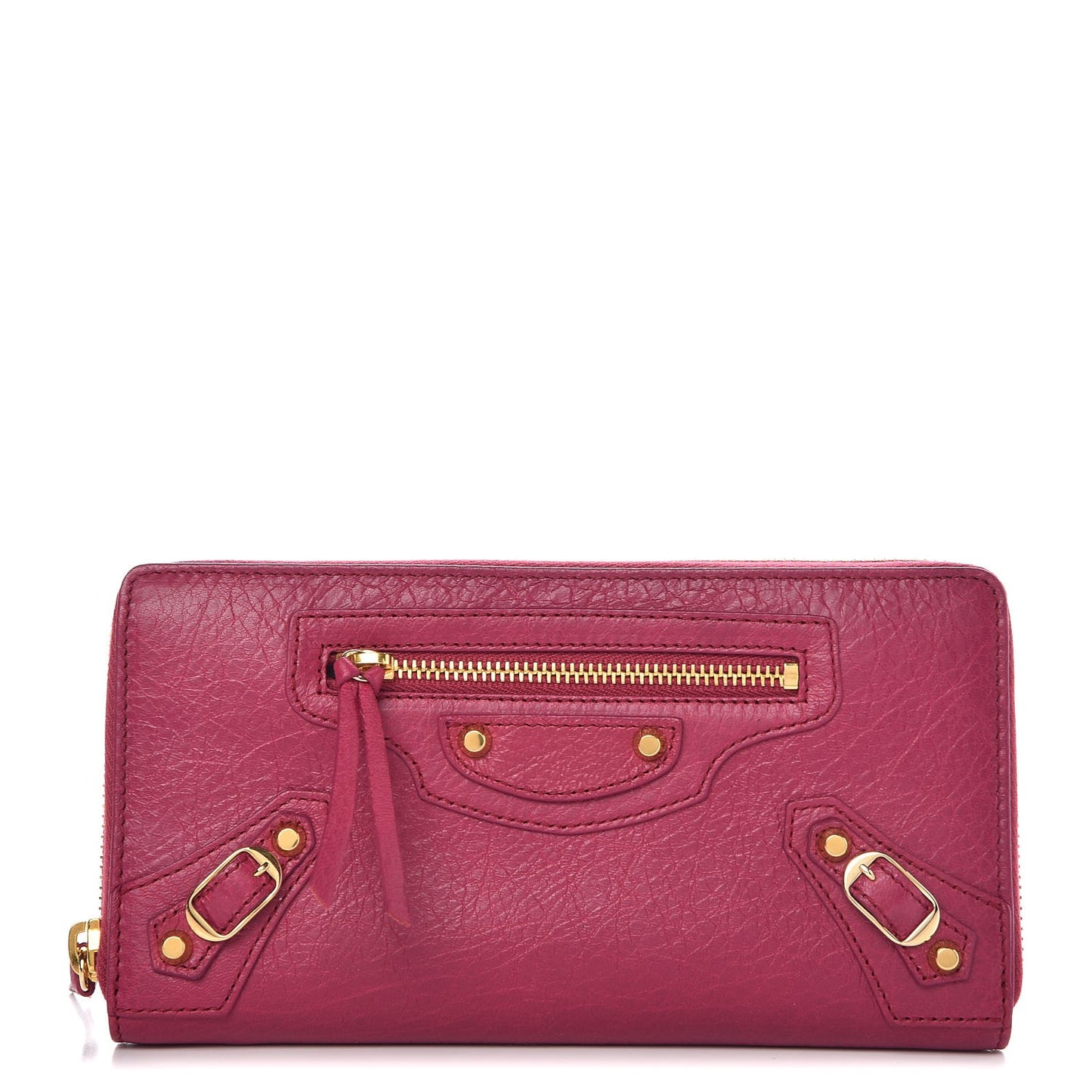 Agneau Classic Gold Hardware Continental Zip Around Wallet Rose Dahlia