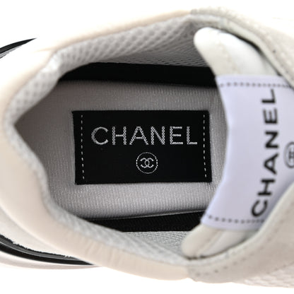 Chanel Calfskin Mesh Lycra Suede Womens Logo Sneakers 38 White Ivory Black 6 of 7