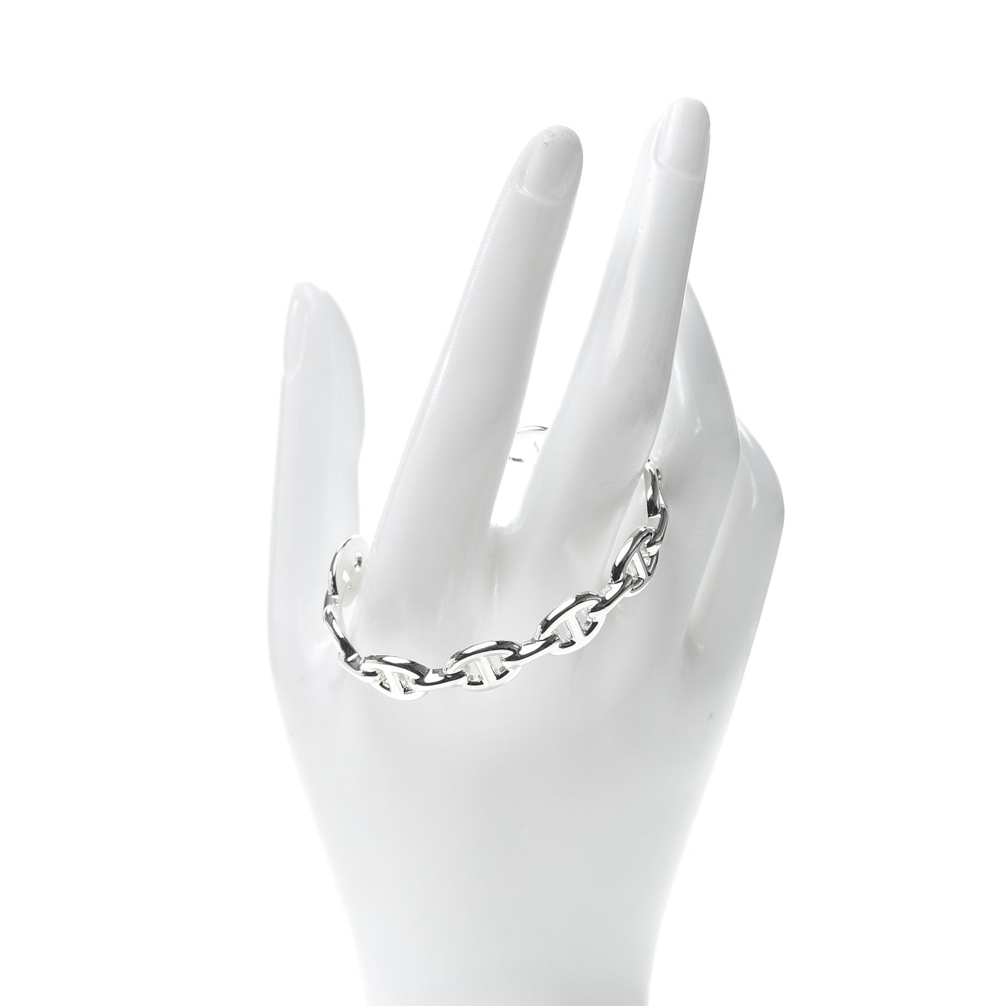 Sterling Silver MM Chaine d'Ancre Enchainee Cuff Bracelet SH