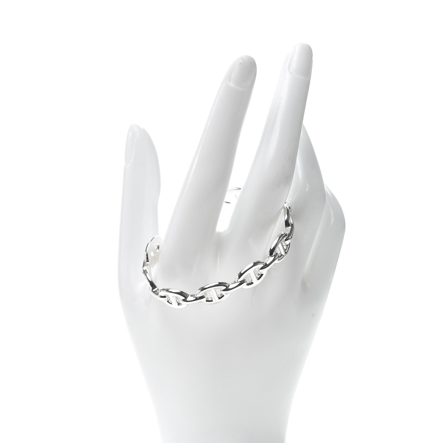 Hermes Sterling Silver MM Chaine d'Ancre Enchainee Cuff Bracelet SH 2 of 5
