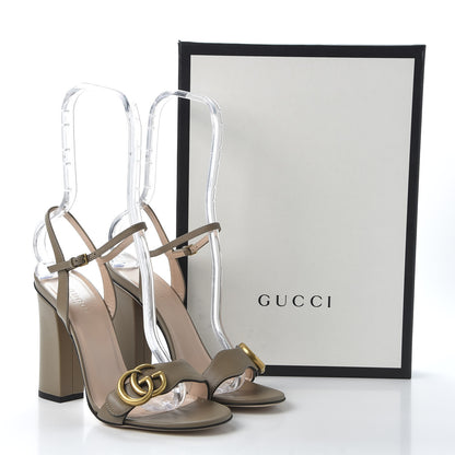 Gucci Lifford Calfskin GG Marmont Ankle Wrap 105mm Sandals 37 Mud 9 of 9