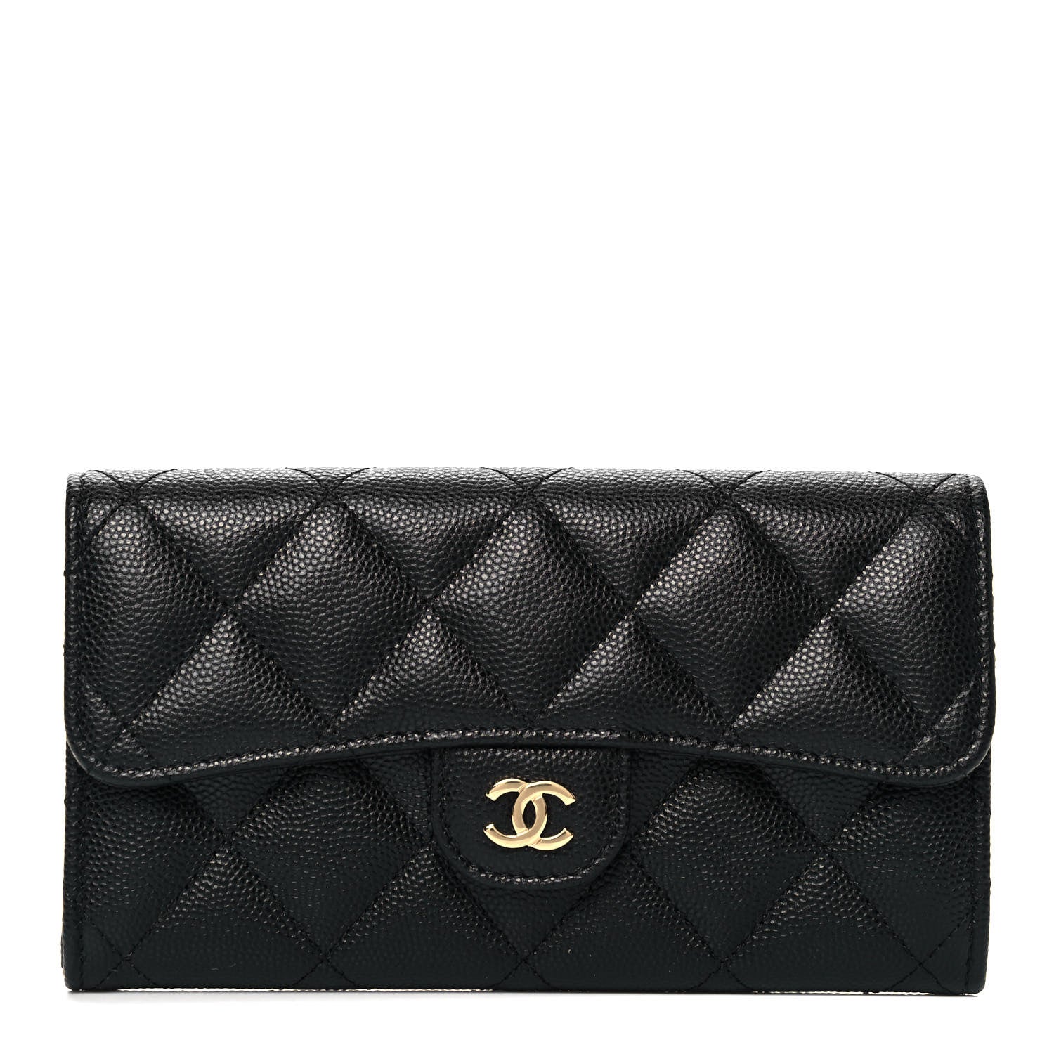 Chanel Caviar Quilted Medium Gusset Flap Wallet Black 1 of 10