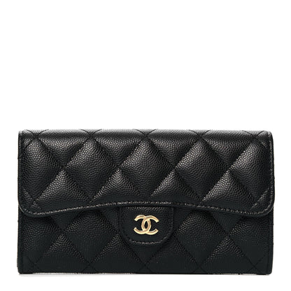Chanel Caviar Quilted Medium Gusset Flap Wallet Black 1 of 10