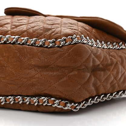 Chanel Washed Lambskin Quilted Chain Around Maxi Flap Brown 10 of 12