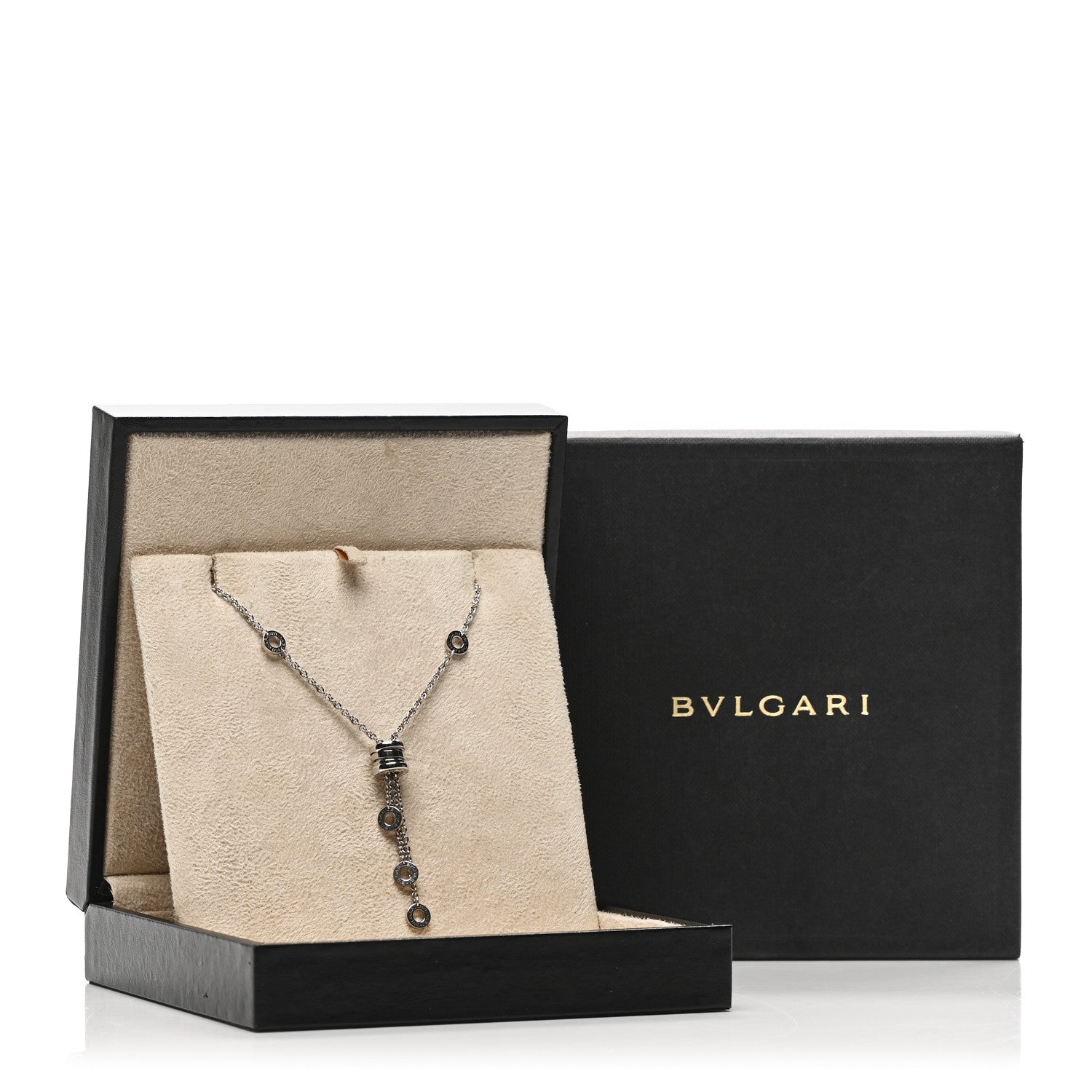 Bulgari 18K White Gold Diamond B.Zero1 Drop Necklace 5 of 5