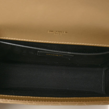 Saint Laurent Grain De Poudre Textured Mixed Matelasse Medium Triquilt Monogram Satchel Dark Latte 5 of 6