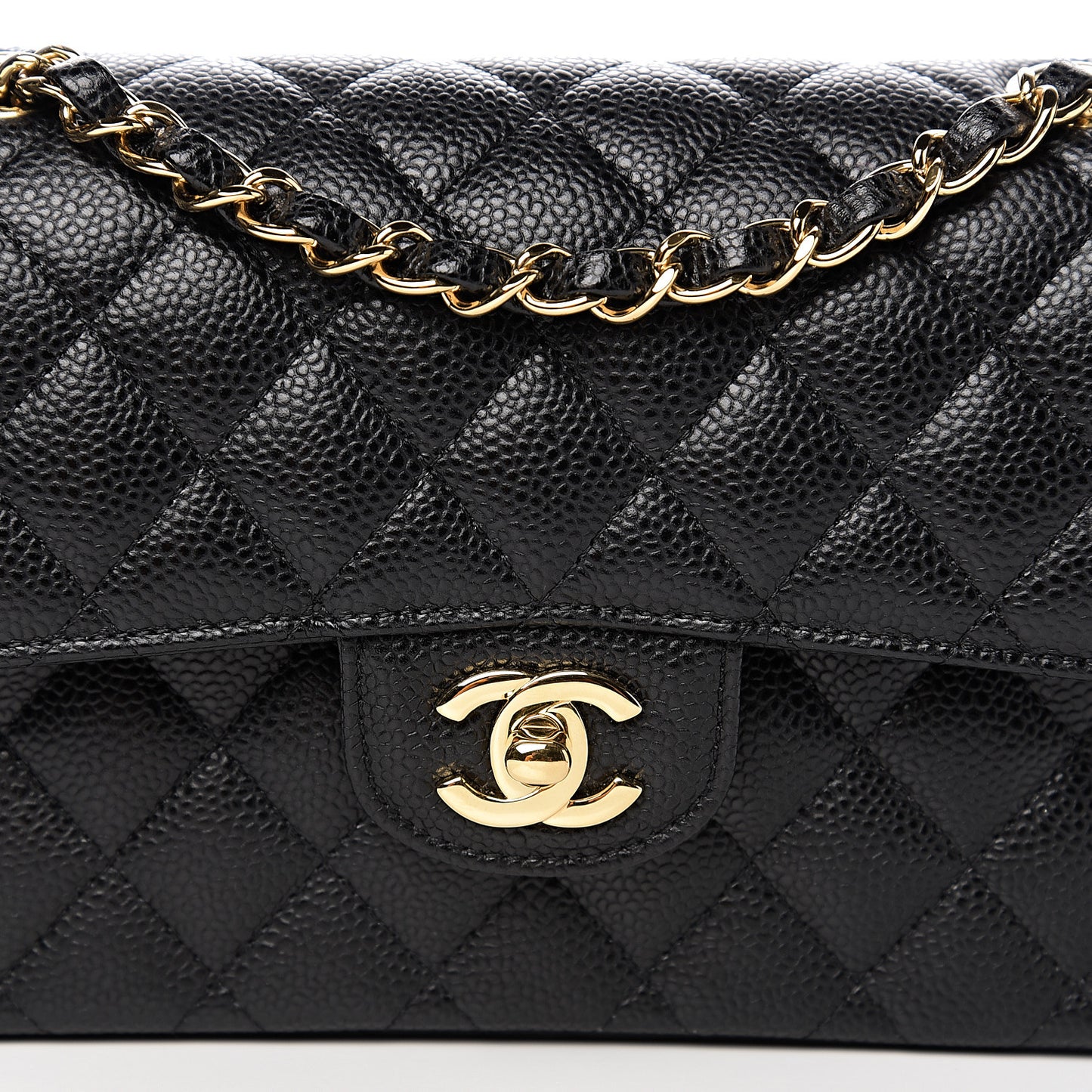 Caviar Quilted Small Double Flap Black