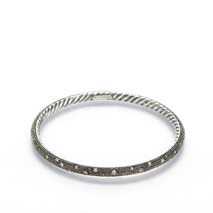David Yurman Sterling Silver Pave Diamond 4mm Midnight Melange Bangle 4 of 4