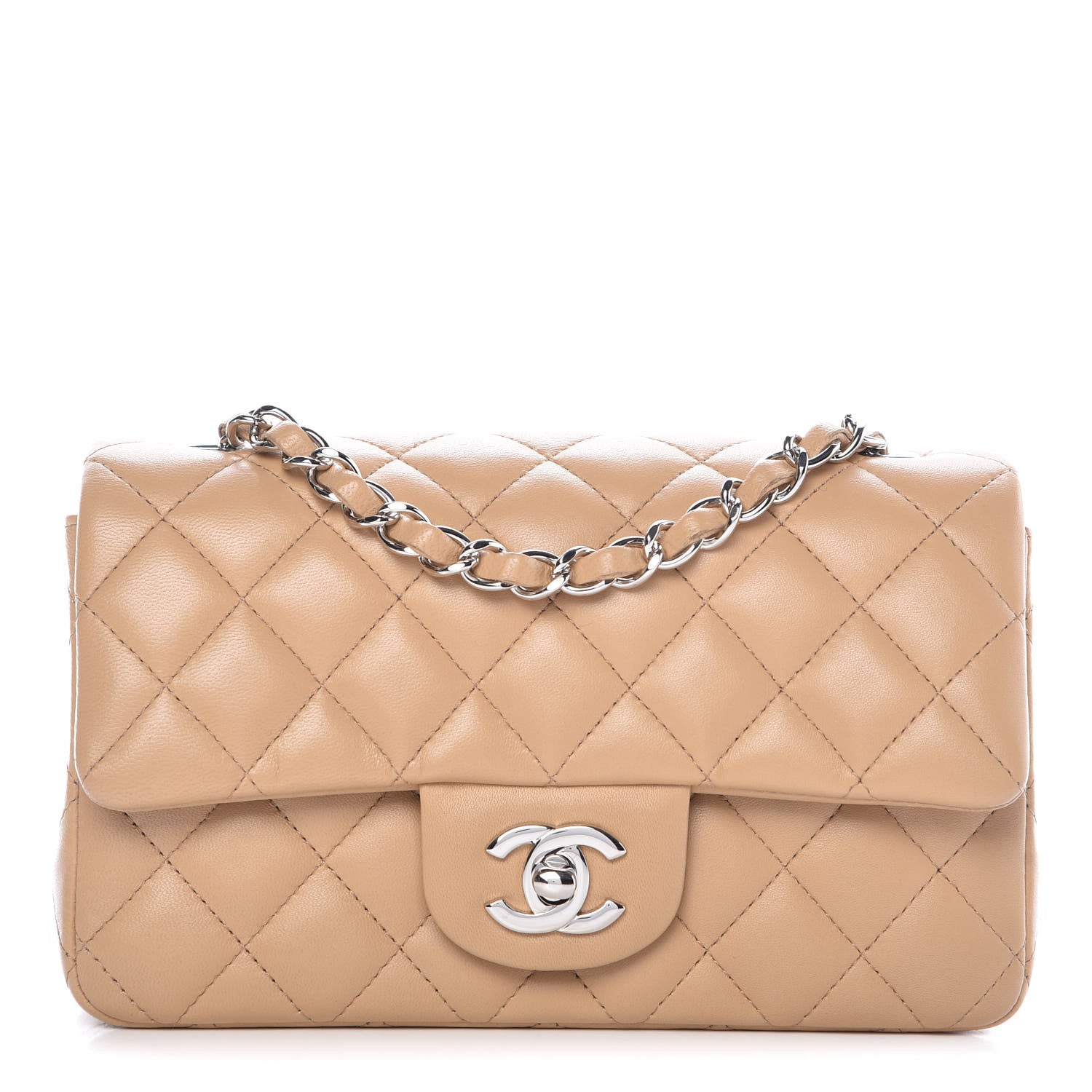 Chanel Lambskin Quilted Mini Rectangular Flap Beige 1 of 10