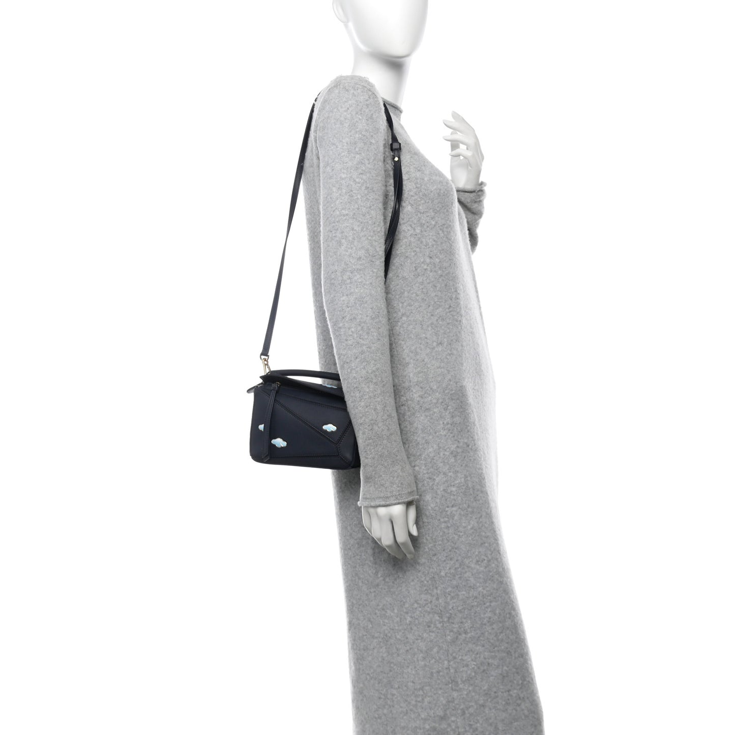 Calfskin New Year Mini Puzzle Bag Dark Ink