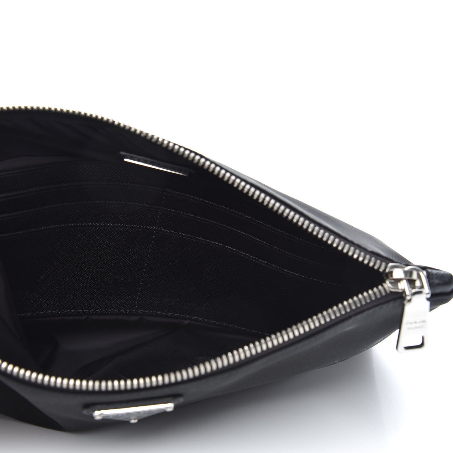 Re-Nylon Saffiano Pouch Wristlet Black