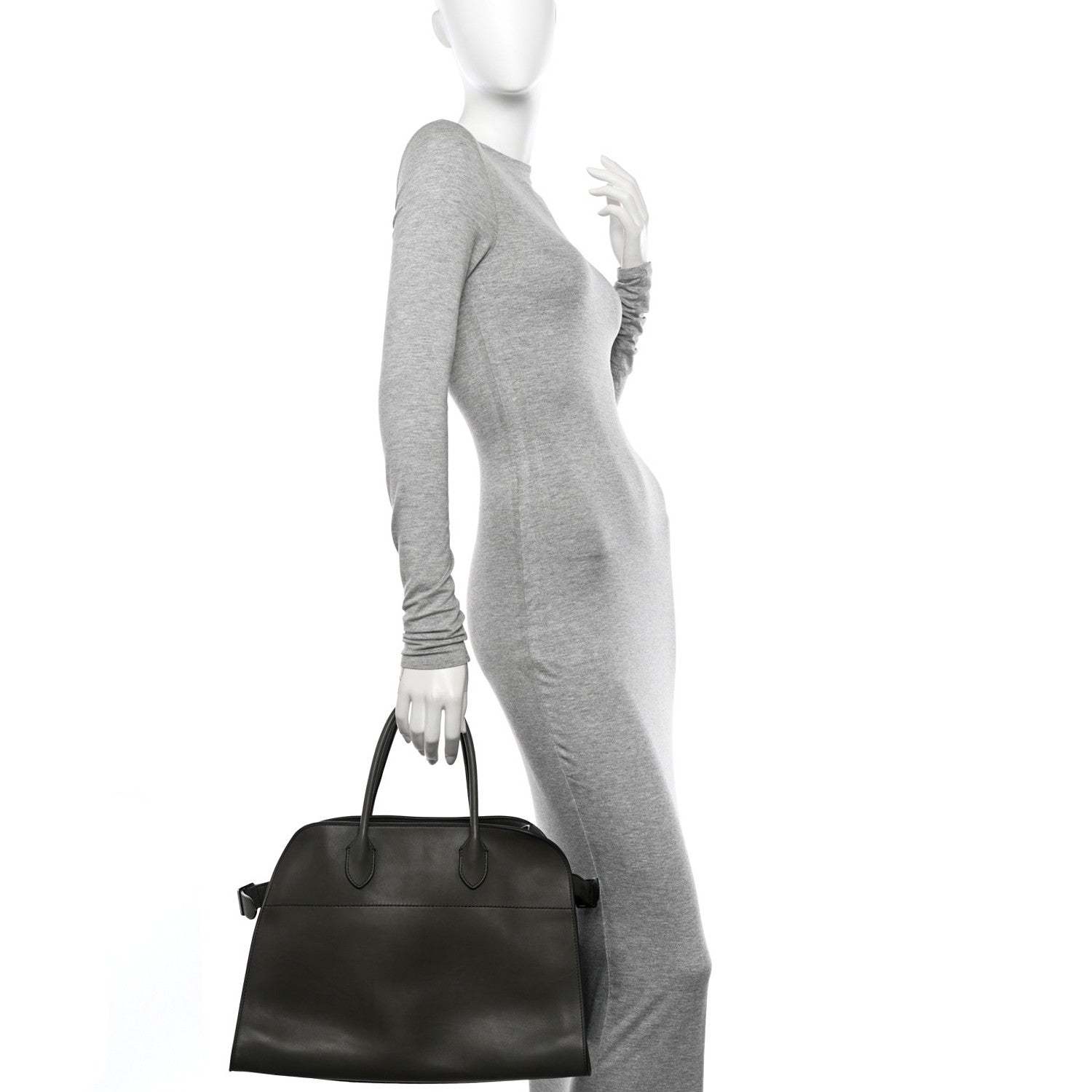 The Row Polished Saddle Calfskin Soft Margaux 15 Koala Grey 2 of 9
