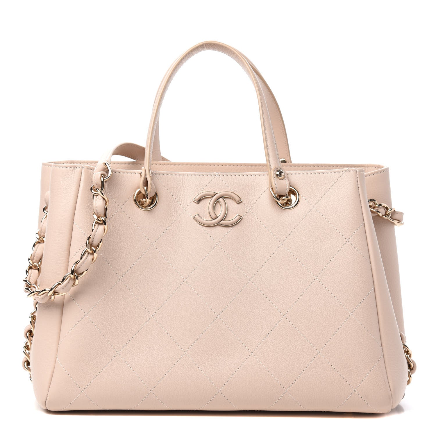 Chanel Bullskin Stitch Small Shopping Tote Light Pink 1 of 13
