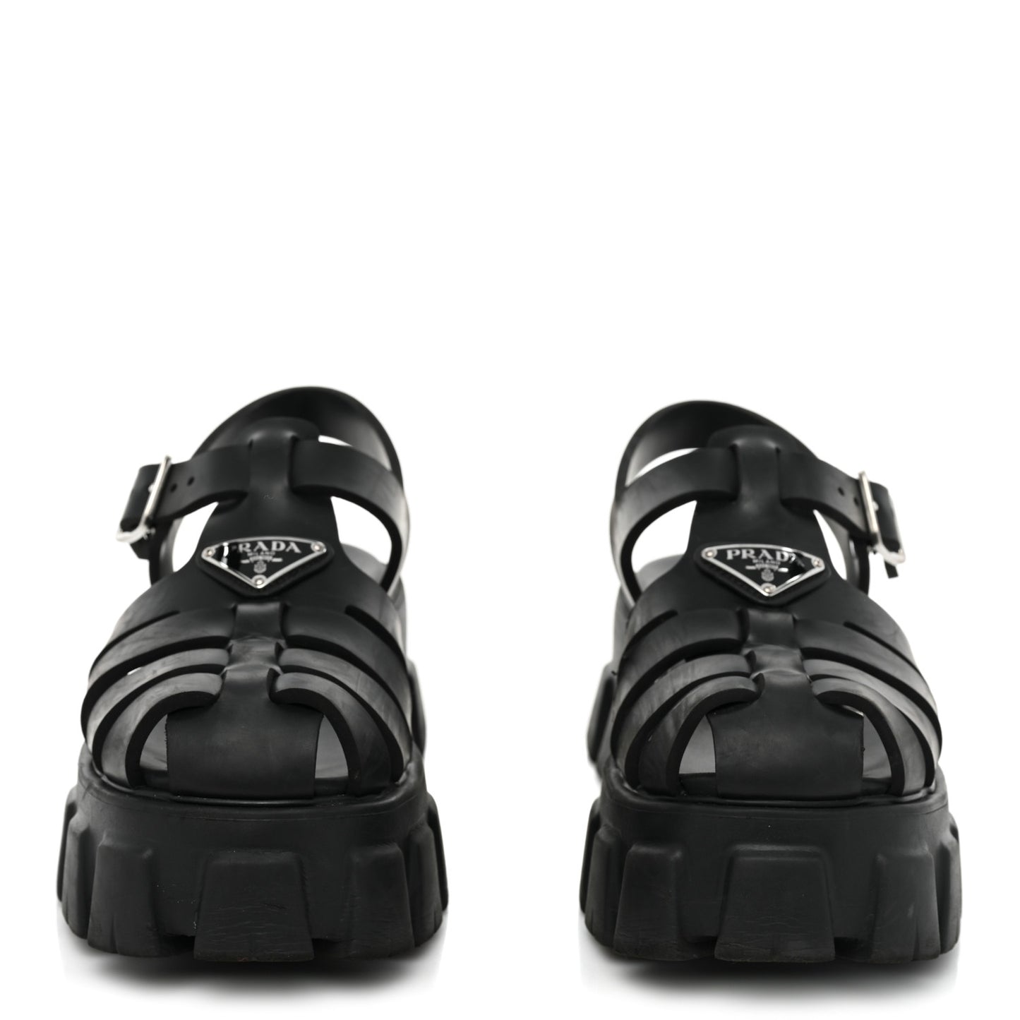 Foam Rubber Triangle Logo Monolith 55mm Cage Sandals 39 Black