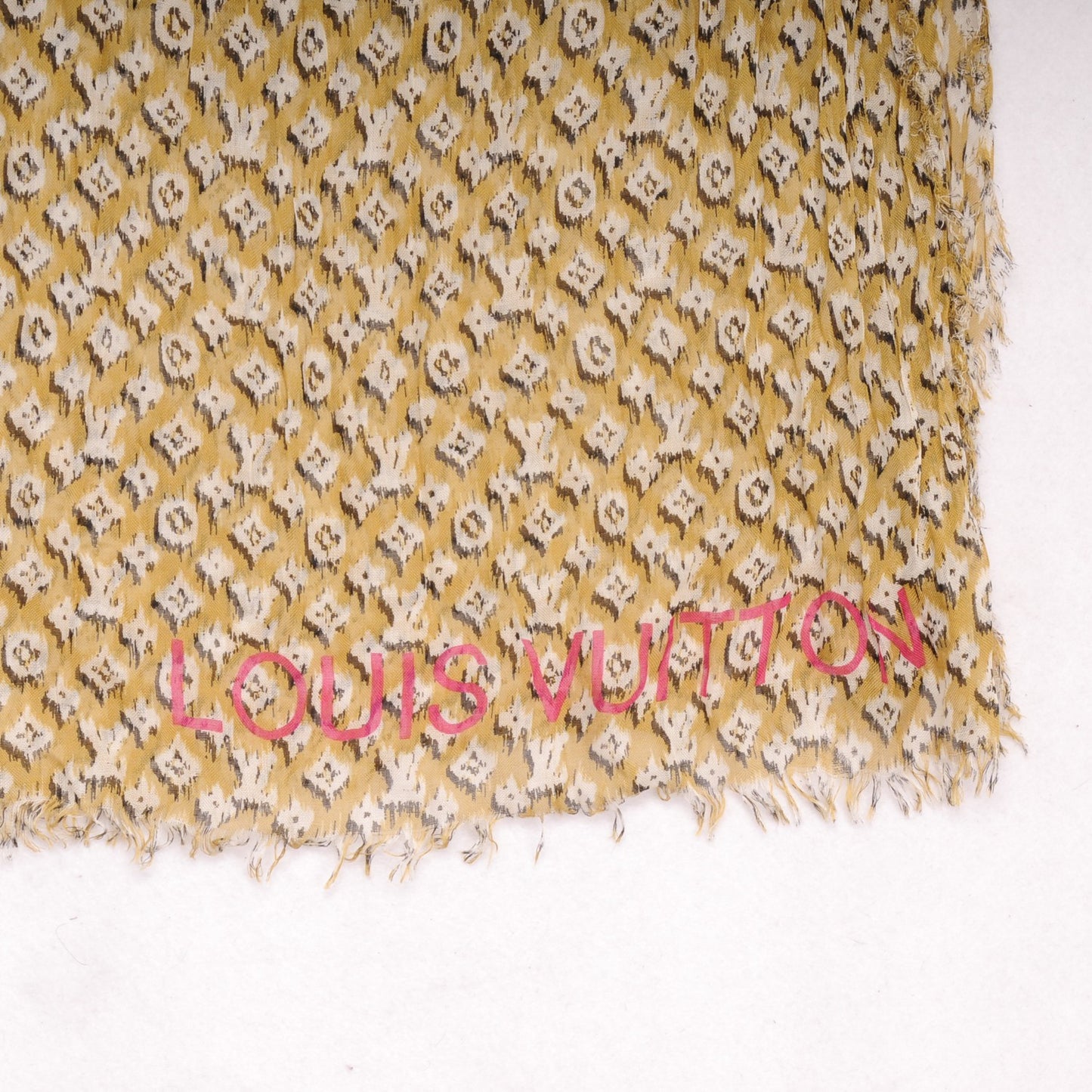 Cashmere Silk Mongram Ikat Stole Moutard