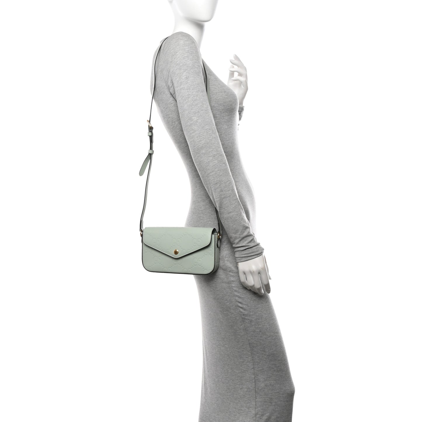 Calfskin GG Super Mini Shoulder Bag Pale Blue