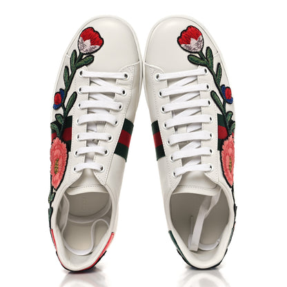 Gucci Calfskin Web Floral Embroidered Womens Ace Sneakers 40 White 2 of 10