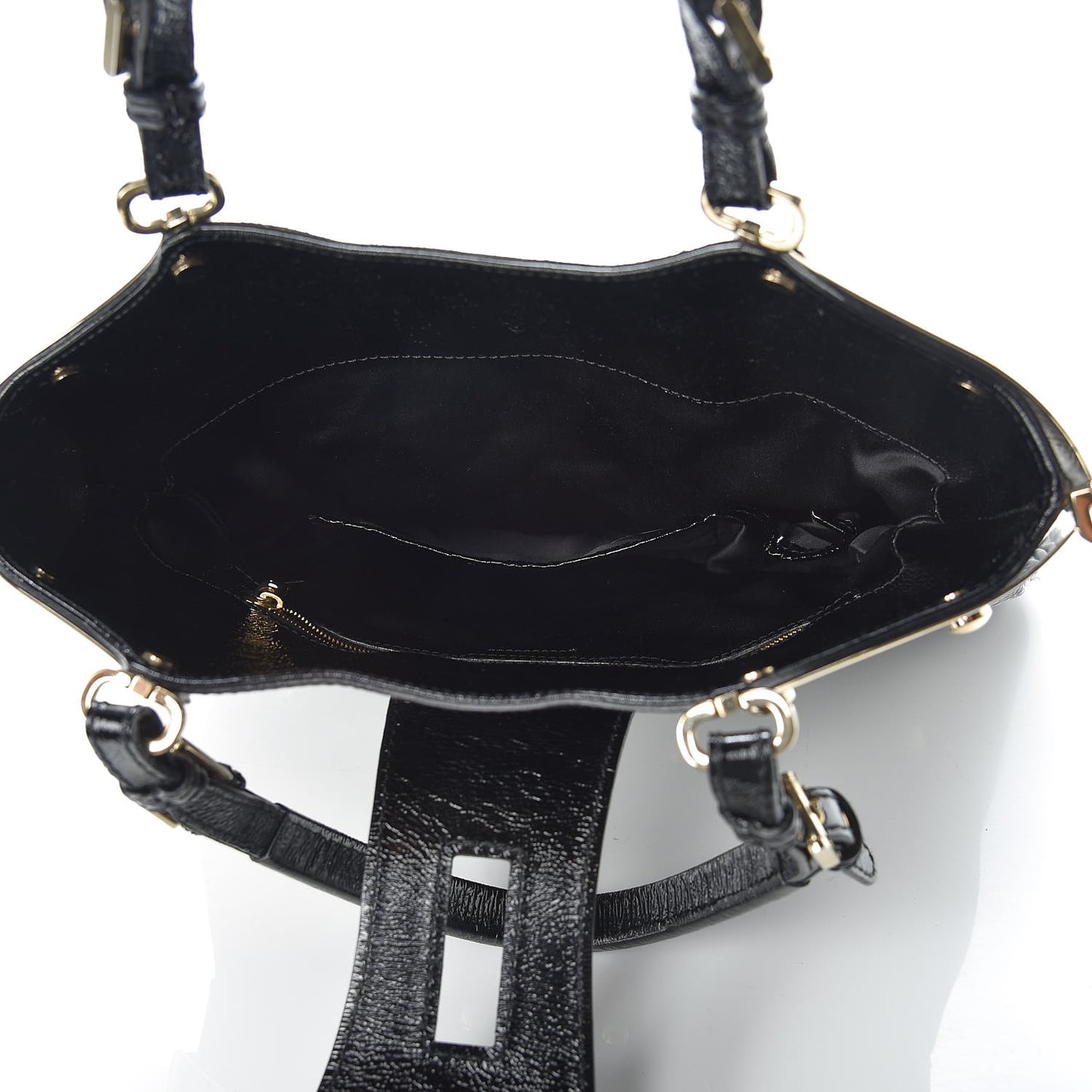 Patent Studded Shoulder Bag Black