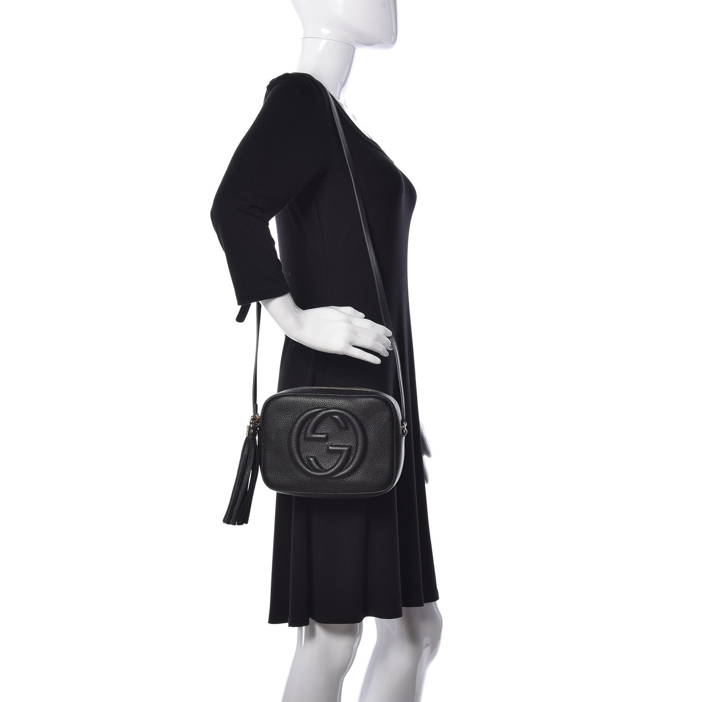 Pebbled Calfskin Small Soho Disco Bag Black