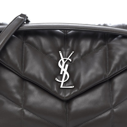 Saint Laurent Lambskin Quilted Medium Loulou Puffer Monogram Chain Satchel Concrete 12 of 13