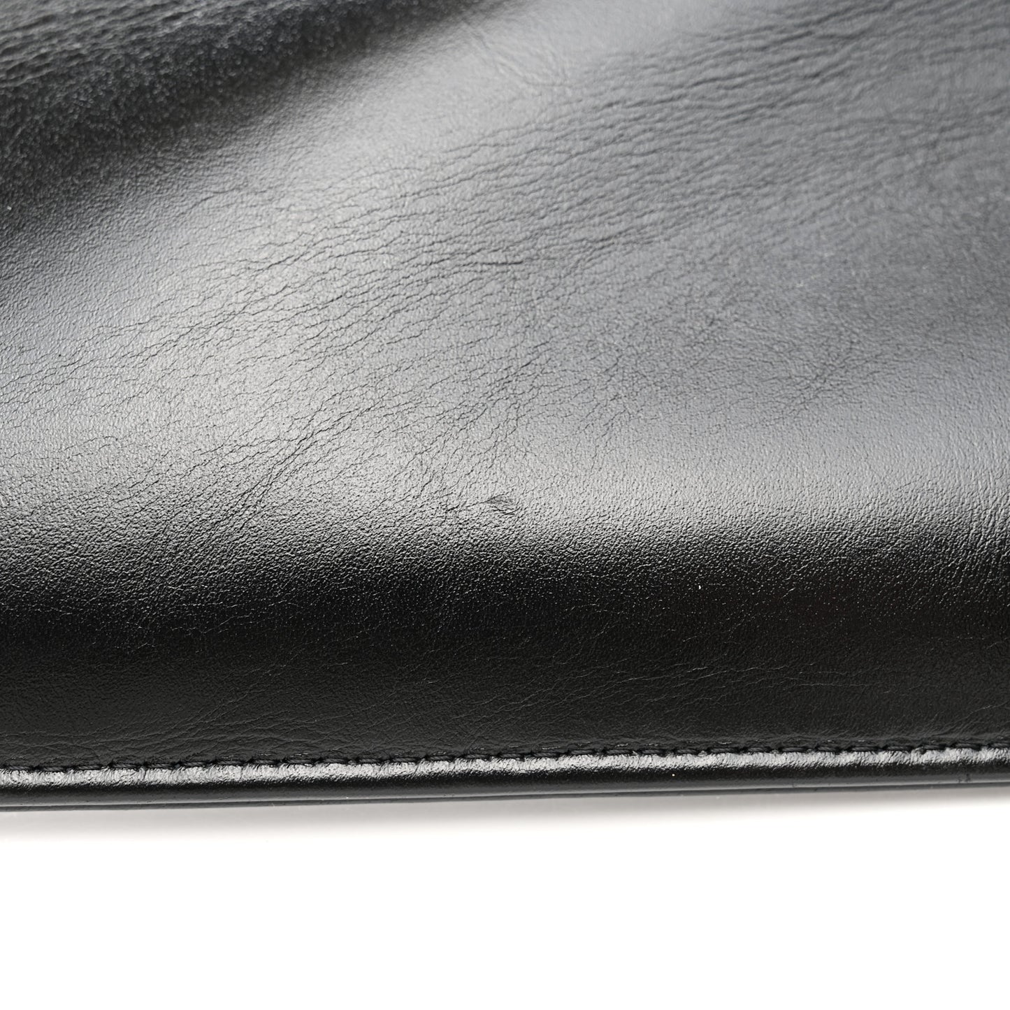 Shiny Calfskin Crystal Pearl Logo Cosmetic Case Black