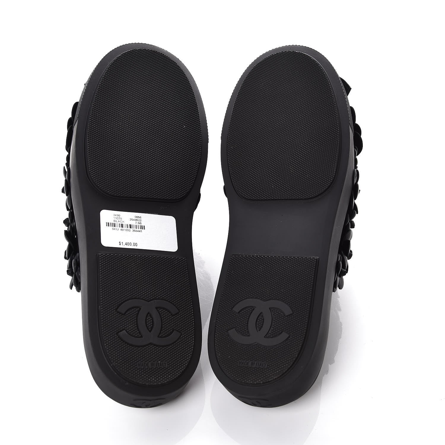 Chanel Calfskin Camellia Slip On Sneakers 37.5 Black 6 of 8