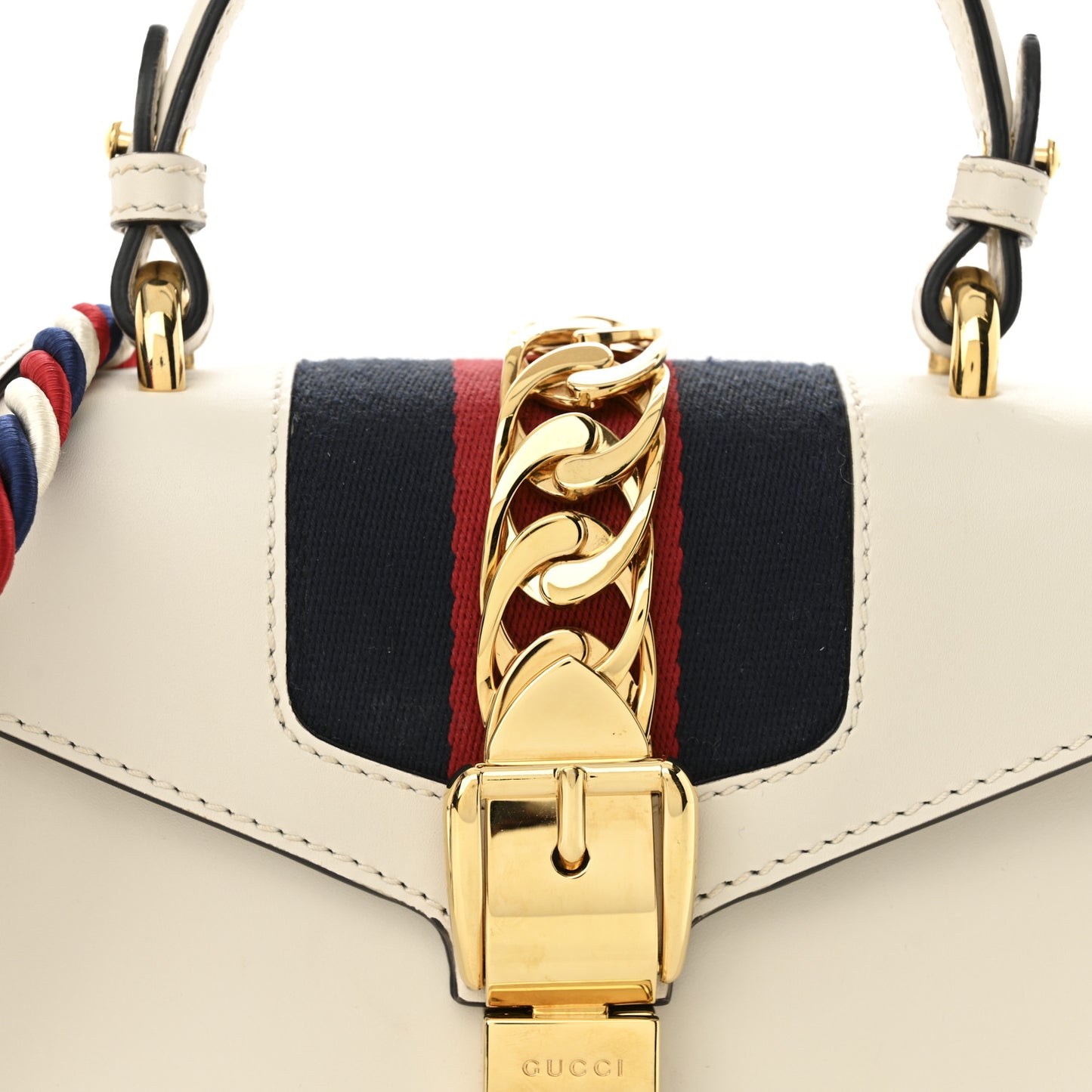 Calfskin Mini Sylvie Top Handle Bag White
