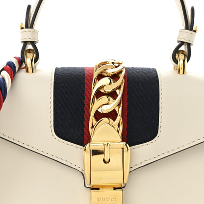 Gucci Calfskin Mini Sylvie Top Handle Bag White 8 of 10
