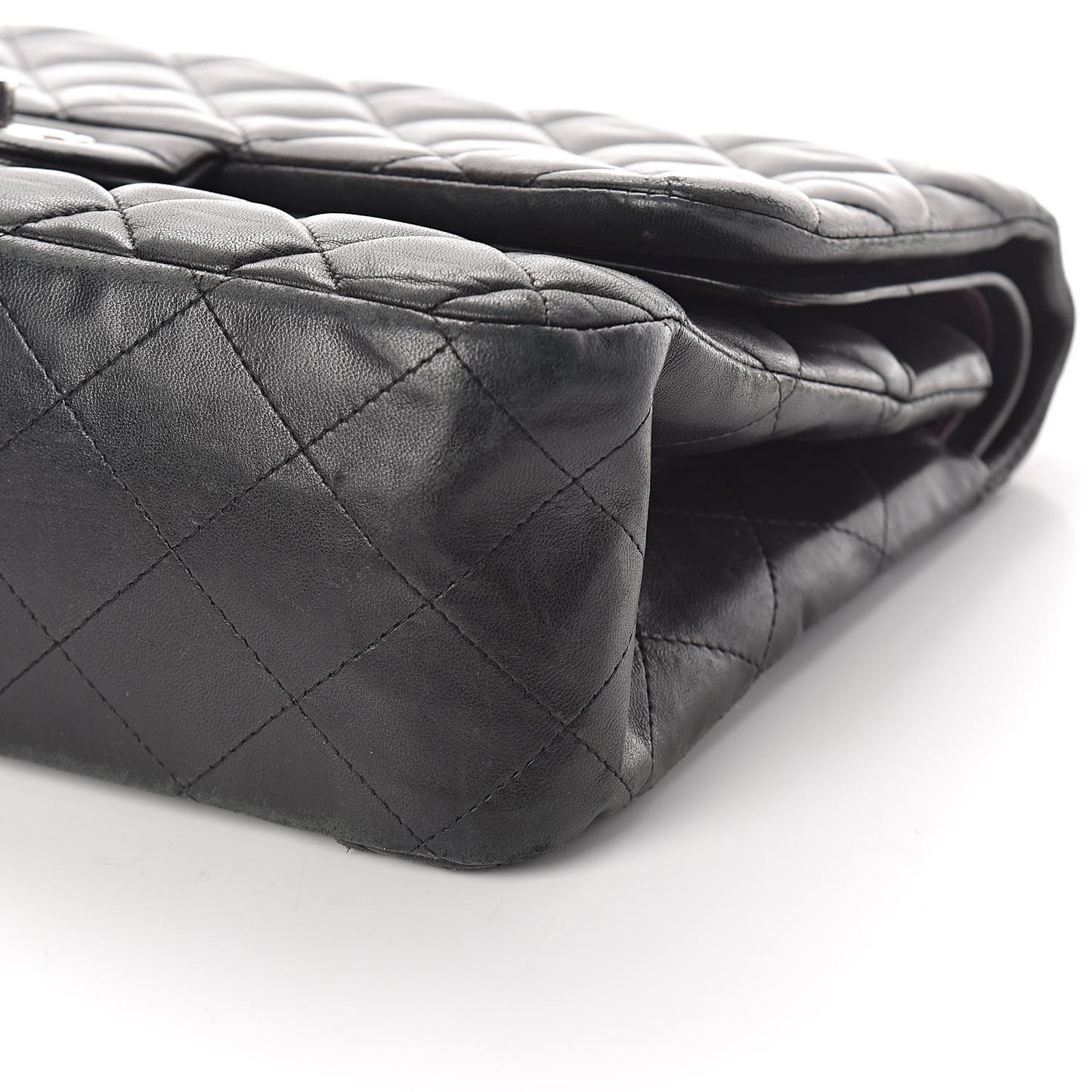 Lambskin Quilted Jumbo Double Flap Black