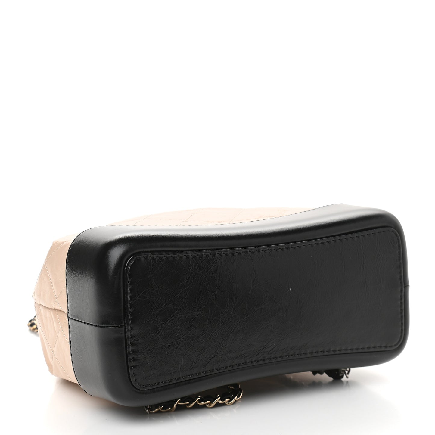 Aged Calfskin Quilted Small Gabrielle Backpack Beige Black