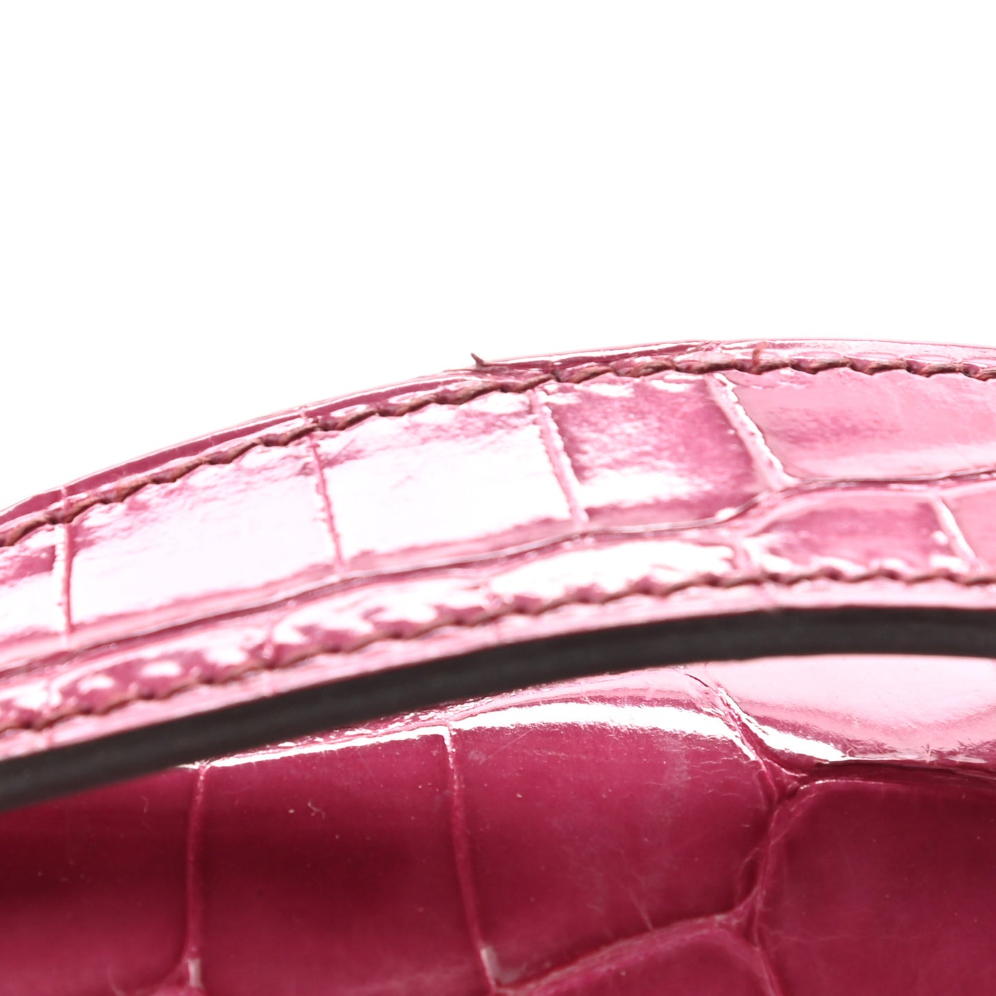 Shiny Alligator Kelly Pochette Fuchsia