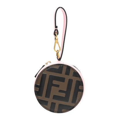 Fendi Calfskin FF 1974 Embossed Help Bag Charm Maya Black Peonia 1 of 5
