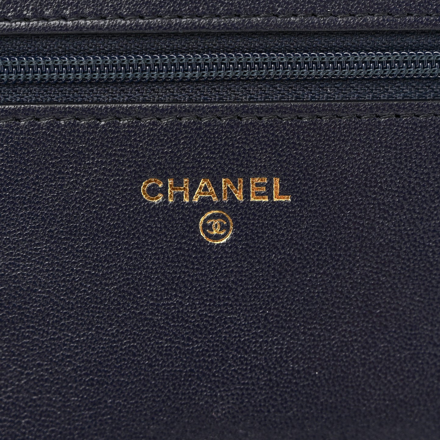 Caviar Chevron Quilted Vintage Mademoiselle Wallet On Chain WOC Navy Blue