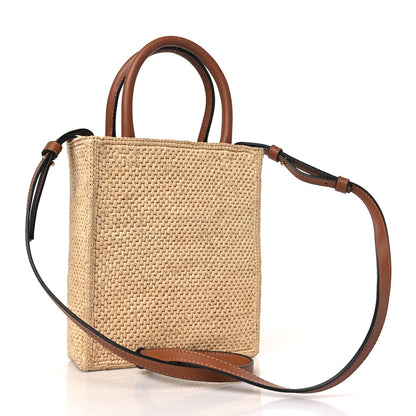 Loewe Raffia Calfskin Standard A5 Tote Bag Natural Black 3 of 8