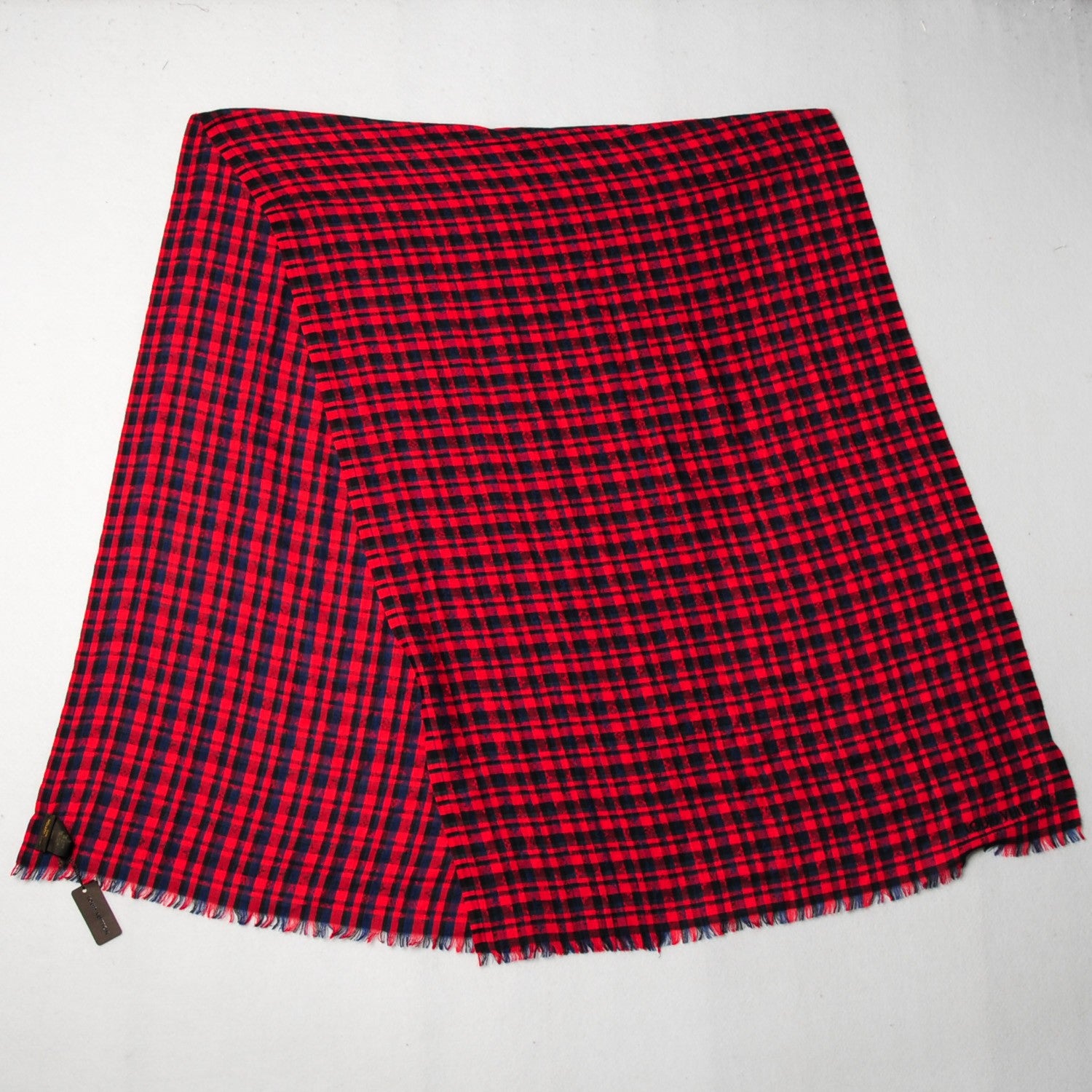 Louis Vuitton Cashmere Wool Etole Monogram Checks Scarf Rouge 3 of 6