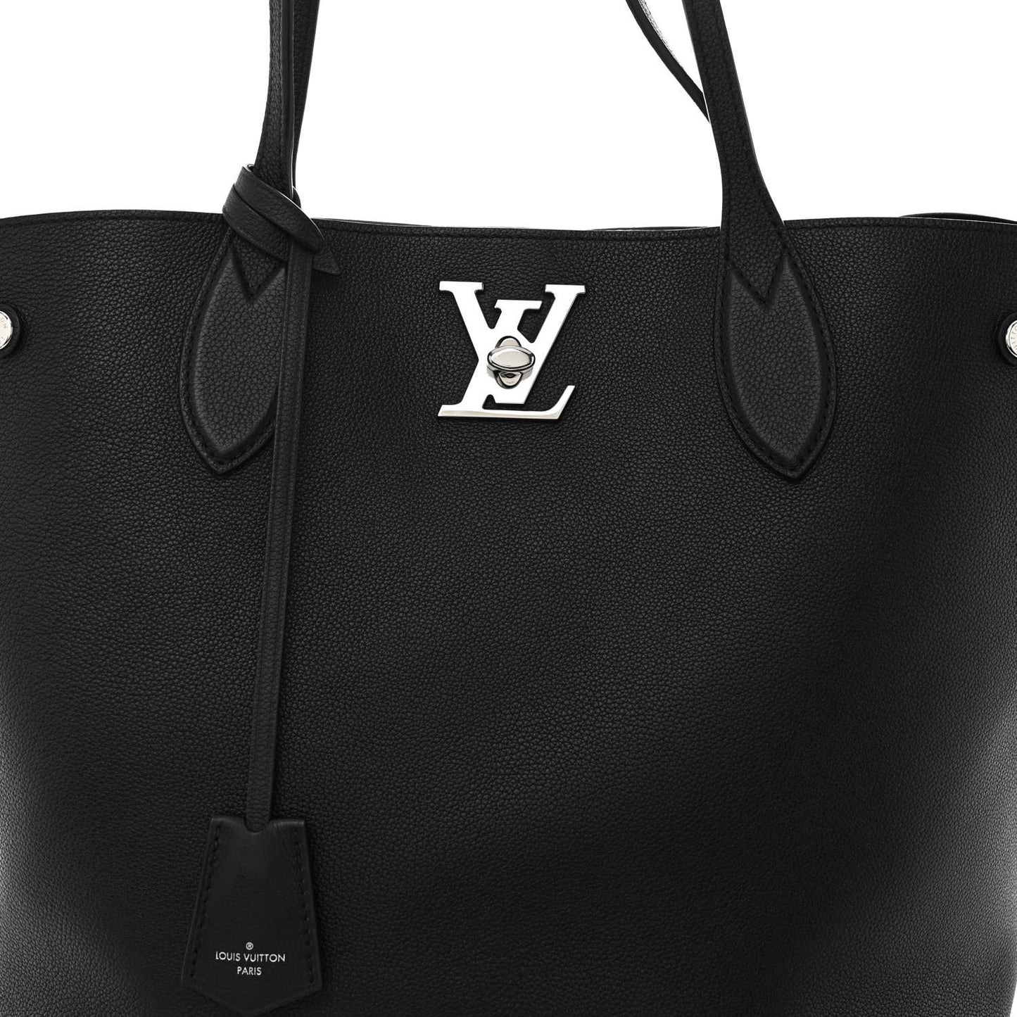 Calfskin Lockme Go Tote Black