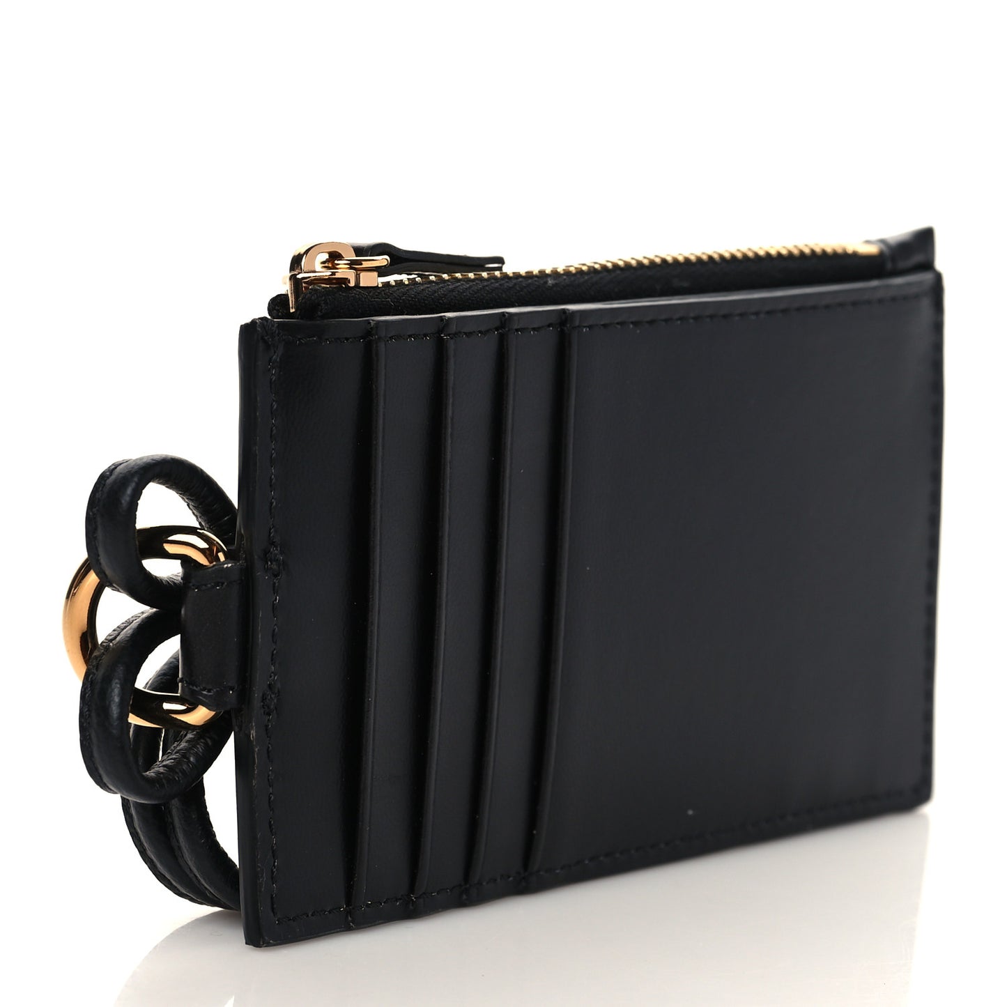 Calfskin Logo Medusa Lanyard Wallet Black