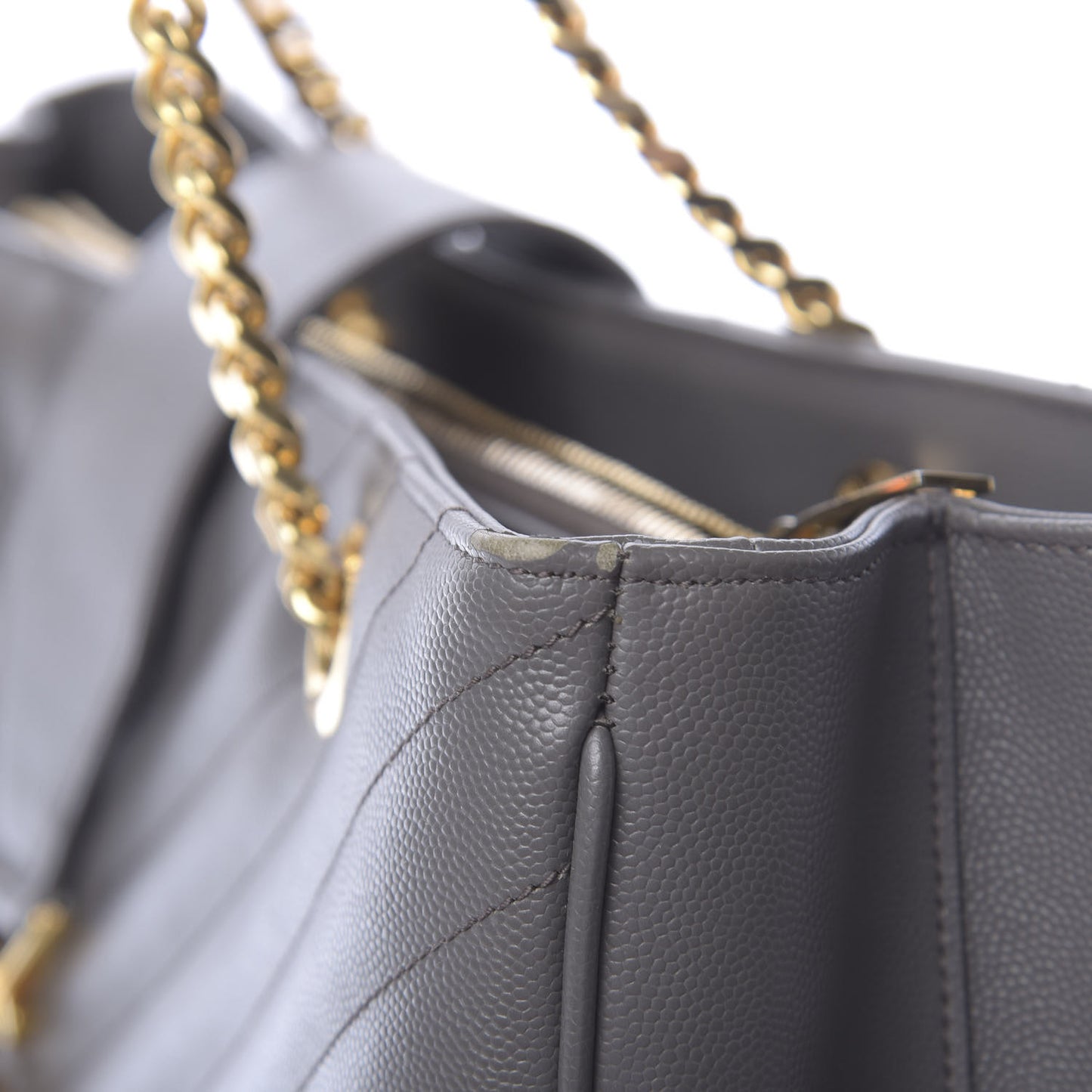 Grain De Poudre Matelasse Chevron Monogram Shopping Bag Fog