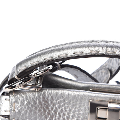 Fendi Cuoio Romano Lux Selleria Mini Peekaboo Iconic Satchel Argento 13 of 13