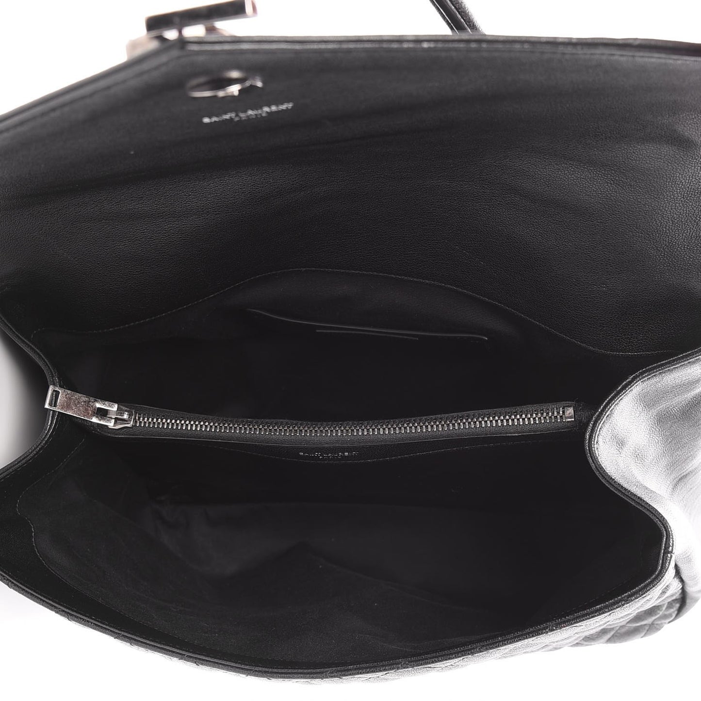 Sheepskin Tri-quilt Monogram Large College Satchel Black