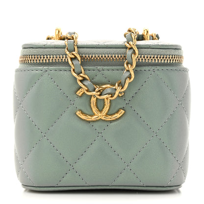 Chanel Metallic Lambskin Quilted Dynasty Mini Vanity Case With Chain Grey 1 of 12