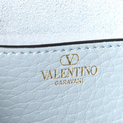 Valentino Garavani Pebbled Calfskin Vlogo Small Top Handle Shoulder Bag Blu Porcellana 6 of 9