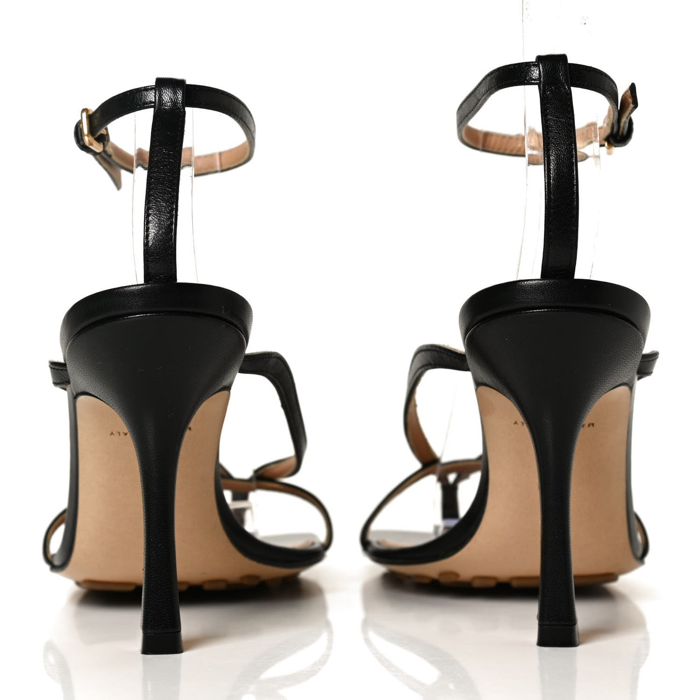 Lambskin Stretch Multi Strap 90mm Sandals 37 Black