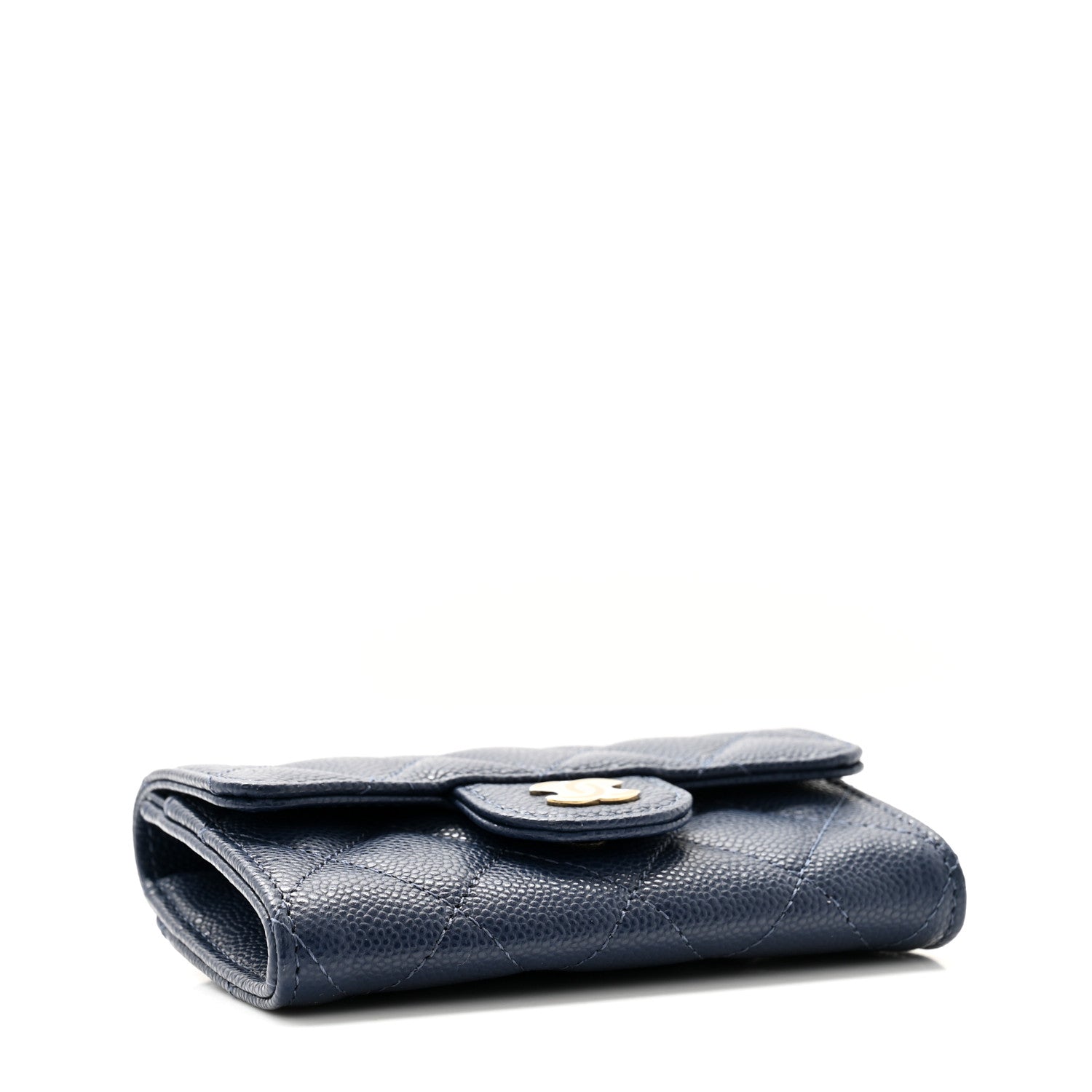Chanel Caviar Quilted Flap Card Holder Wallet Dark Blue 4 of 10