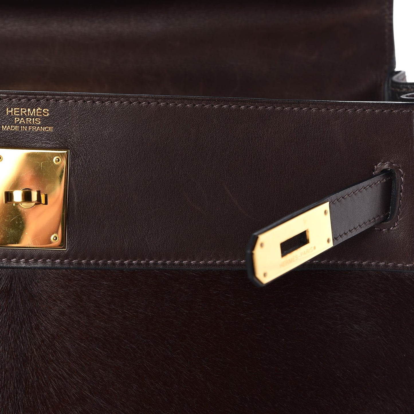 Pony Hair Swift Kelly Retourne 32 Chocolate