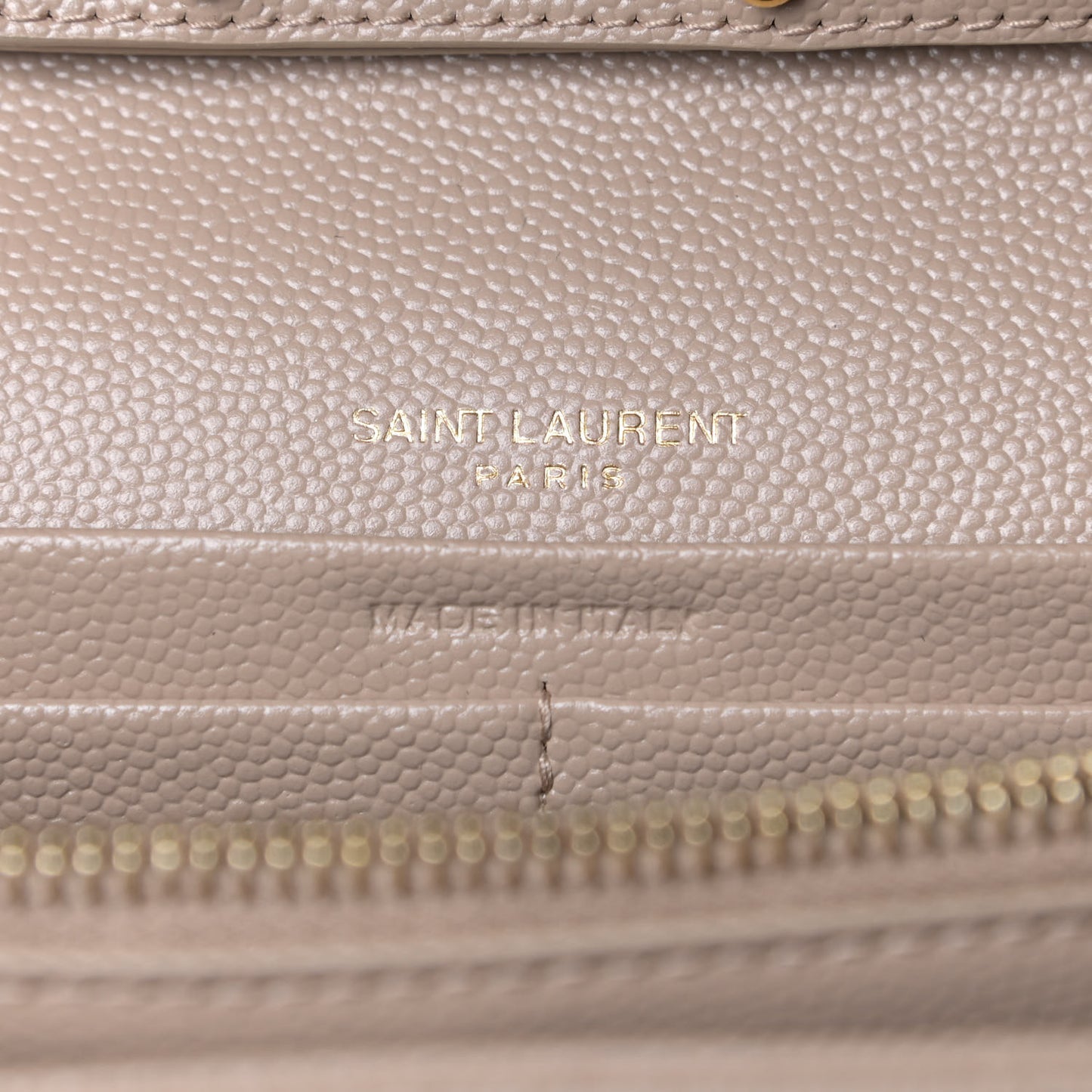 Grain De Poudre Mixed Matelasse Triquilt Monogram Chain Wallet Dark Beige