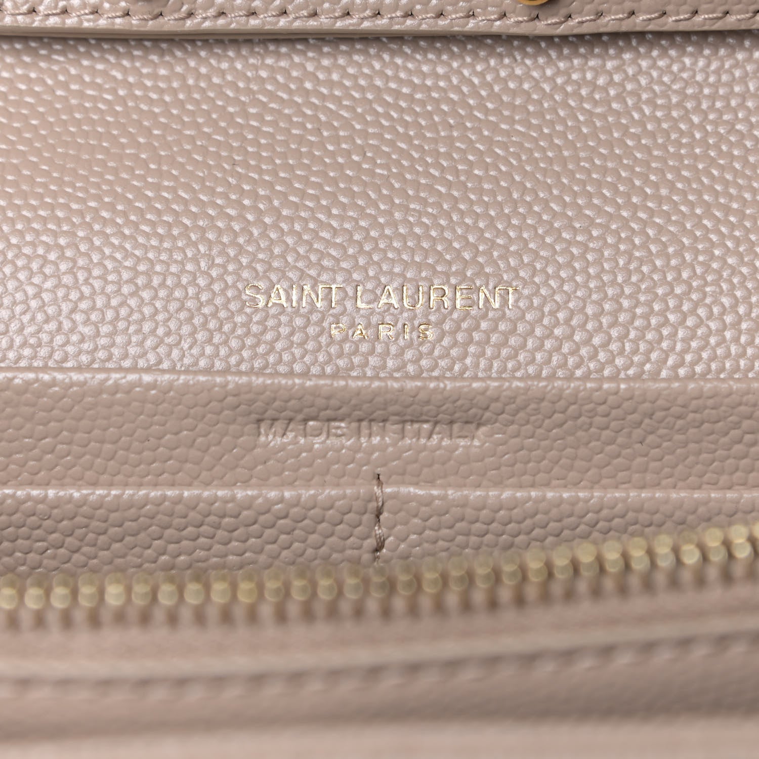 Saint Laurent Grain De Poudre Mixed Matelasse Triquilt Monogram Chain Wallet Dark Beige 10 of 11