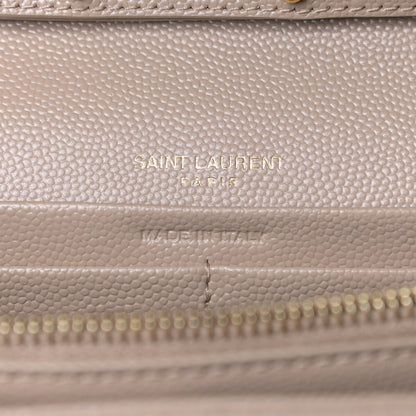 Saint Laurent Grain De Poudre Mixed Matelasse Triquilt Monogram Chain Wallet Dark Beige 10 of 11