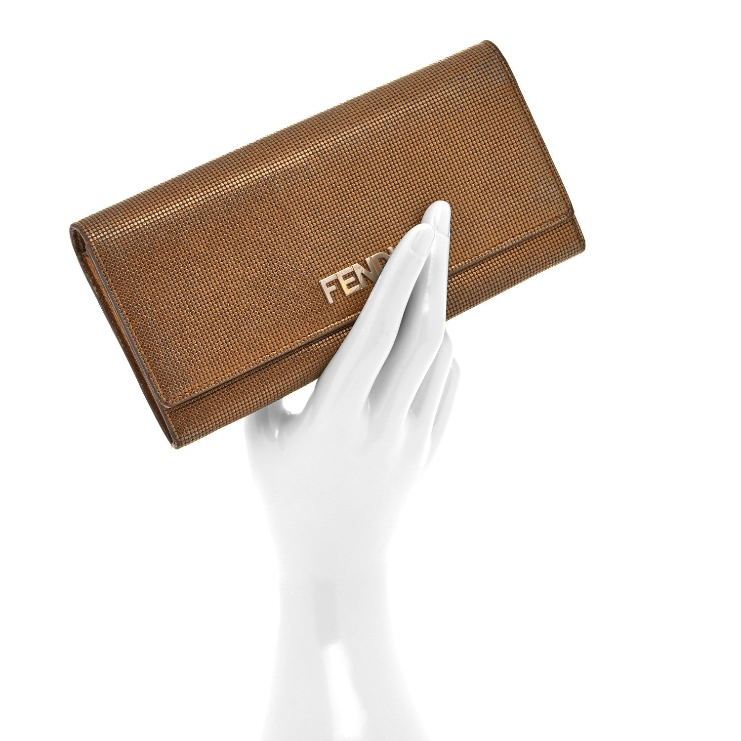 Fendi Metallic Logo Continental Wallet Gold 2 of 8