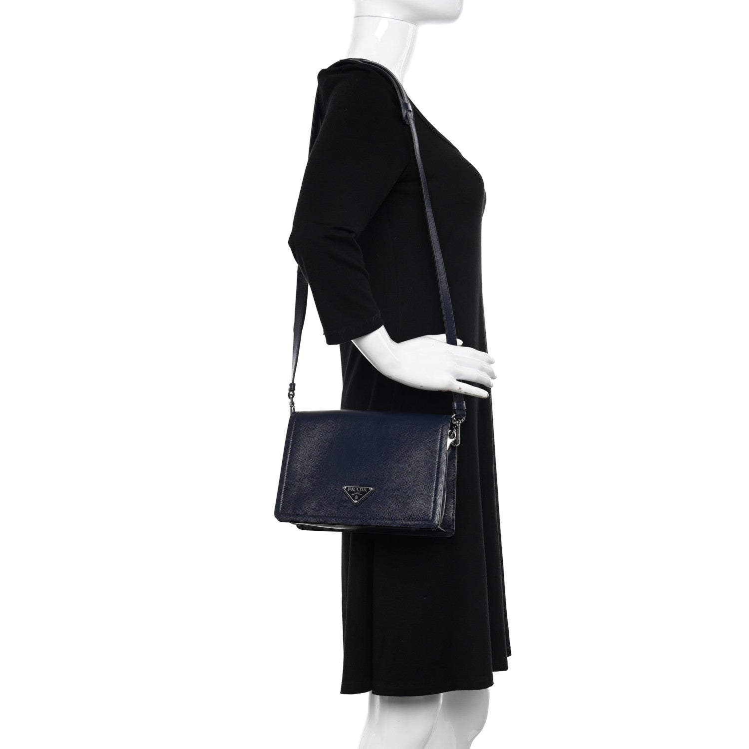 Prada Glace Calf Shoulder Bag Baltico 2 of 10
